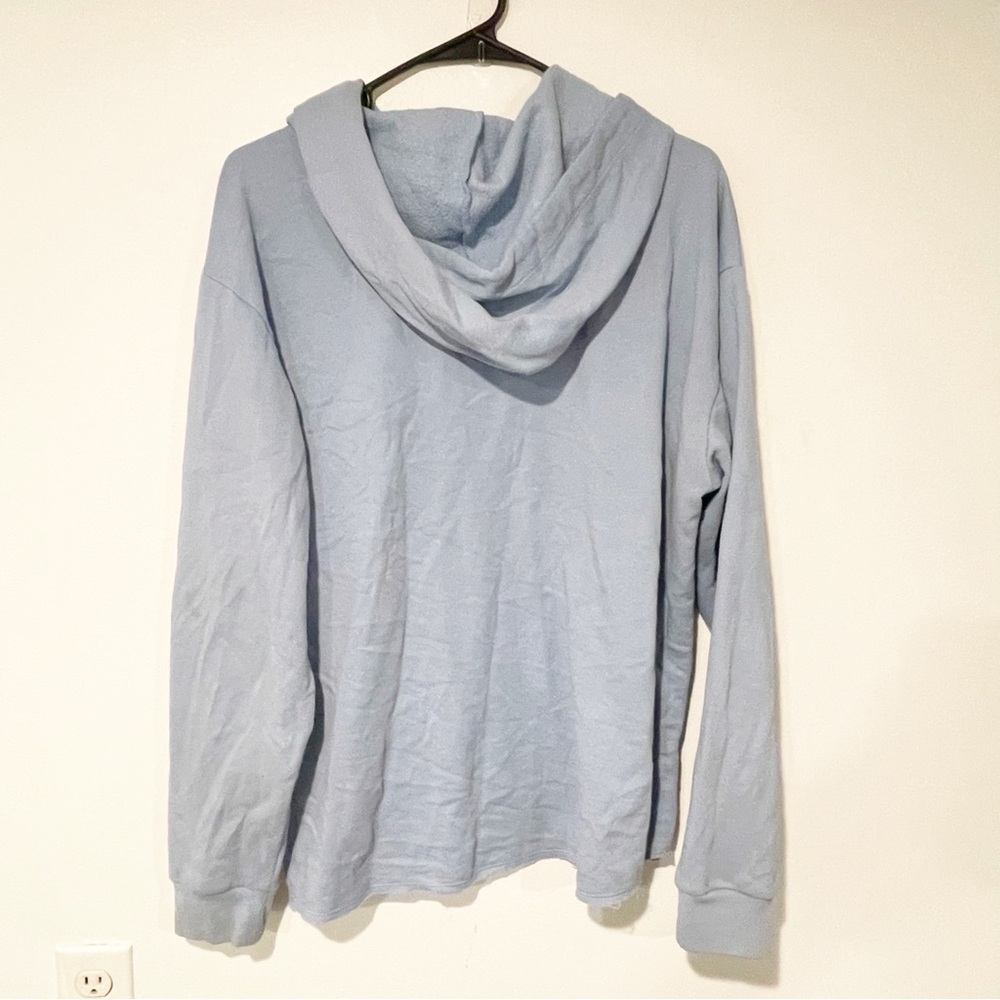 Victoria Secret PINK Medium Blue Hi Low Mesh Pullover Tunic Hoodie Oversized - Picture 4 of 4